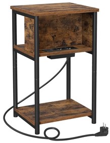 Stolik boczny z wbudowanymi gniazdami i portami USB ROD brązowy/czarny