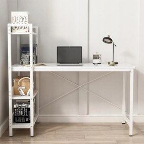 Nowoczesne białe biurko w stylu loftowym z półką – 120 x 55 x 110 cm