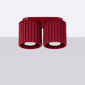 Plafon dwupunktowy AURA 2 burgund GU10 ryflowany  SOLLUX  LIGHTING