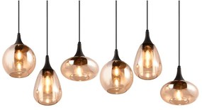 Czarno-pomarańczowa lampa wisząca ze szklanym kloszem Lumina – Trio