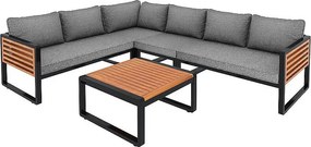 Zestaw mebli ogrodowych 5-6 miejscowy - z konstrukcją z ocynkowanej stali - 1 fotel - 1 stół - Szary