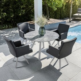 Stół ogrodowy rozkładany HPL 120 / 170 x 120 cm srebrno-antracytowy KETTLER