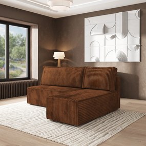 Masseno Narożnik BRISO z funkcją spania i pojemnikiem na pościel Narozniki L, Rozkładana sofa - Miedziany, TILIA 56