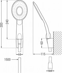 Mexen R-73 zestaw prysznicowy punktowy, czarny - 785735052-70