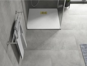 Mexen Hugo brodzik kwadratowy SMC 80 x 80 cm, biały, maskownica złota - 42108080-G
