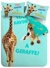 Turkusowa pościel dziecięca dwuosobowa 230x220 cm Havin A Giraffe – Catherine Lansfield
