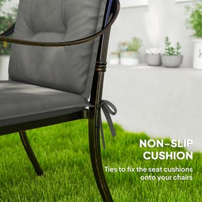 Outsunny Zestaw 4 Poduszek na Siedzenia 108 x 50 x 5 cm z Paskami, Do Użytku Wewnątrz i Na Zewnątrz, Jasnoszary