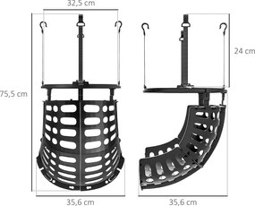 SPORTNOW Rebounder do koszykówki, regulowana wysokość, obrót 360°, Plastik, 35,6Dł x 35,6S x 75,5W cm, Czarny