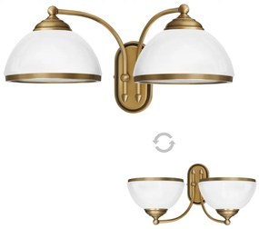 Mosiężny kinkiet z dwoma kloszami YR-K2