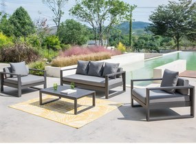 Kanapa ogrodowa 3-osobowa  z aluminium – kolor antracytowy - MOLOKAI