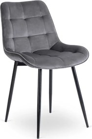 Krzesło Tapicerowane do Jadalni CHRIS Szare Welurowe Nowoczesne Loft