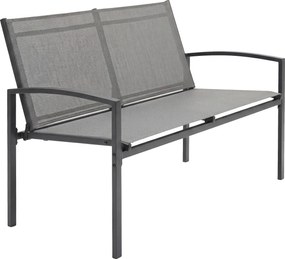 Outsunny Ławka ogrodowa 2-osobowa, odporna na warunki atmosferyczne, metalowa, z oddychającym siedziskiem, profilowanymi podłokietnikami, 112 x 66 x 80 cm, szara | Aosom PL