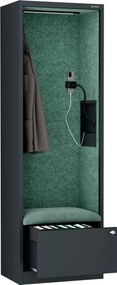 Kabina akustyczna SALLY MentalBox 600 mm – antracytowy korpus, zielone siedzisko