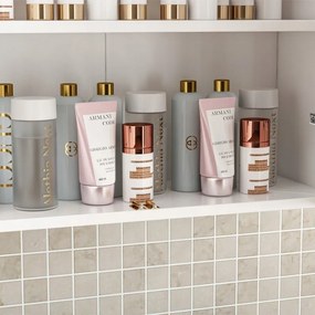 Szafka wisząca do łazienki, biała, z 2 drzwiami, nowoczesna, do montażu na ścianie, z 3 półkami, 60 cm