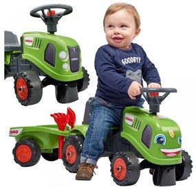 Falk traktorek baby claas zielony z przyczepką + akc. od 1 roku