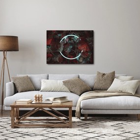 Obraz - Neonowe koło między palmami (70x50 cm)