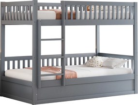 Łóżko piętrowe dziecięce 90×200 cm - Drewno lite - Łóżko z pojemnikiem pod spodem - szare (materac nie w zestawie)