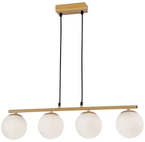 Biało-naturalna lampa wisząca ze szklanym kloszem Carrine – Candellux Lighting