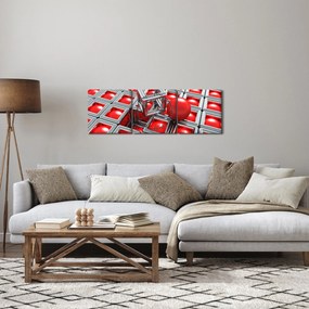 Obraz - 3D metaliczna abstrakcja (z zegarem) (90x30 cm)