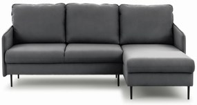 Narożnik z funkcją spania Taila Mini prawostronny - szary welur Velluto 18 / czarne nogi