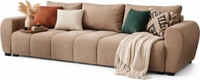 Jasnobrązowa welurowa sofa rozkładana z pojemnikiem B3-M33