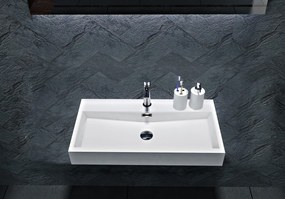 Umywalka ścienna / nablatowa BS6002Odlew marmurowy - Biały