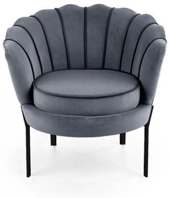 ANGEL fotel wypoczynkowy popielaty, muszla, velvet, welur, glamour