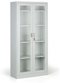 Metalowa szafa ze szklanymi drzwiami, demontowana, 900 x 1950 x 400 mm