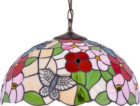Kolorowa witrażowa lampa wisząca w kwiaty - 5X A663 W8-G47