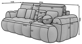 Beżowa sztruksowa rozkładana sofa 256 cm Cotonn – ELTAP