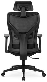 Fotel Biurowy Ergonomiczny Obrotowy SPIRAL Czarny z Zagłówkiem do Pracy