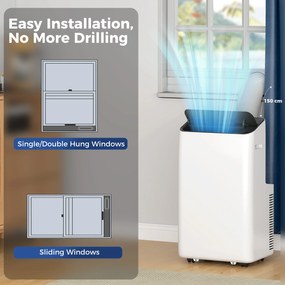 HOMCOM Przenośny klimatyzator 12 000 BTU z technologią inwerterową, 6 w 1 klimatyzacja z automatyczną oscylacją 60°, timerem 24-godzinnym i pilotem | Aosom PL
