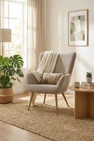 Popielaty tapicerowany fotel uszak K2-S08