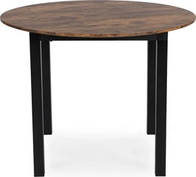 Stół Okrągły TEO 100 cm Dąb Rustykalny/Czarny do Jadalni Salonu Loft