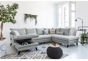 Jasnoszara rozkładana sofa w kształcie litery "U" Miuform Charming Charlie, prawostronna