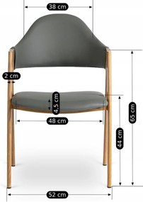 Krzesło Tapicerowane do Salonu WILLY Szare Ekoskóra Nowoczesne Loft