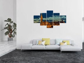 Obraz oświetlonego budynku (125x70 cm)