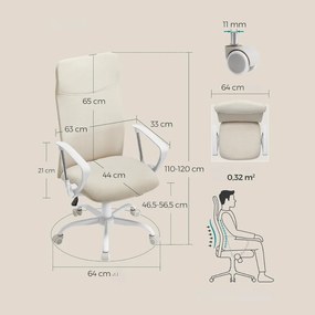 SongmicsHome Krzesło biurowe DINA, max. 120 kg, beżowa/biała