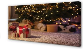 Obraz drukowany na płótnie Prezenty i Choinka