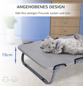 PawHut Leżanka dla psa Składane legowisko Łóżko dla kota Miejsce do spania Szare 59x46x15cm | Aosom PL