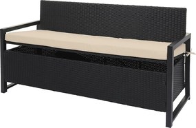 Ławka 3-osobowa z polirattanu MCW-F39, antracyt, poduszki beżowe