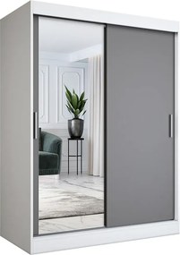 Szafa przesuwna z lustrem 150 cm biel + antracyt S5-T12