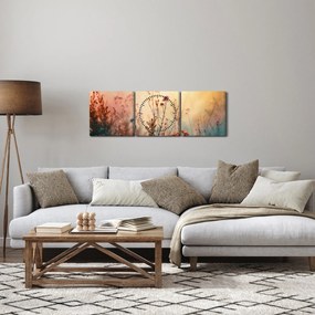 Obraz - Dzikie kwiaty (z zegarem) (90x30 cm)