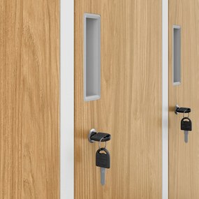 Szafka BHP ubraniowa biała/złoty dąb: Eco Design 10-drzwiowa BARTEK