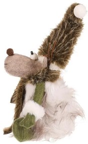Dekoracja świąteczna Renifer siedzący, wys. 28 cm, zielony/biały