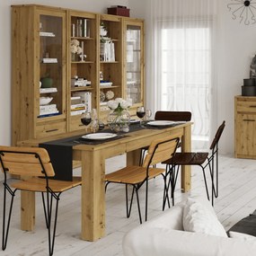 Stół Rozkładany Prostokątny Drewniany do Jadalni OPIA 160-210 cm Dąb Artisan Klasyczny