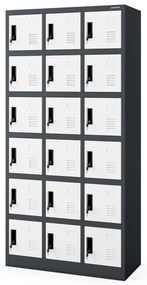 Skrytkowa szafa socjalna KAROL, 900 x 1850 x 400 mm, antracytowo-biała