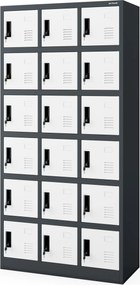 Szafka pracownicza skrytkowa antracytowo-biała: KAROL, 900 x 1850 x 400 mm