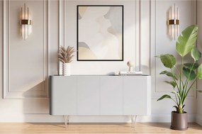 Nowoczesna szara komoda Dancan MONZA ze srebrnymi nóżkami / szer. 160 cm