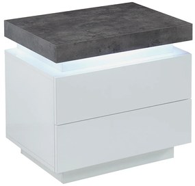 Zestaw 2 szafek nocnych - 2 szuflady - Lakierowana płyta MDF - Z oświetleniem LED - Biały i szary - HALO II
